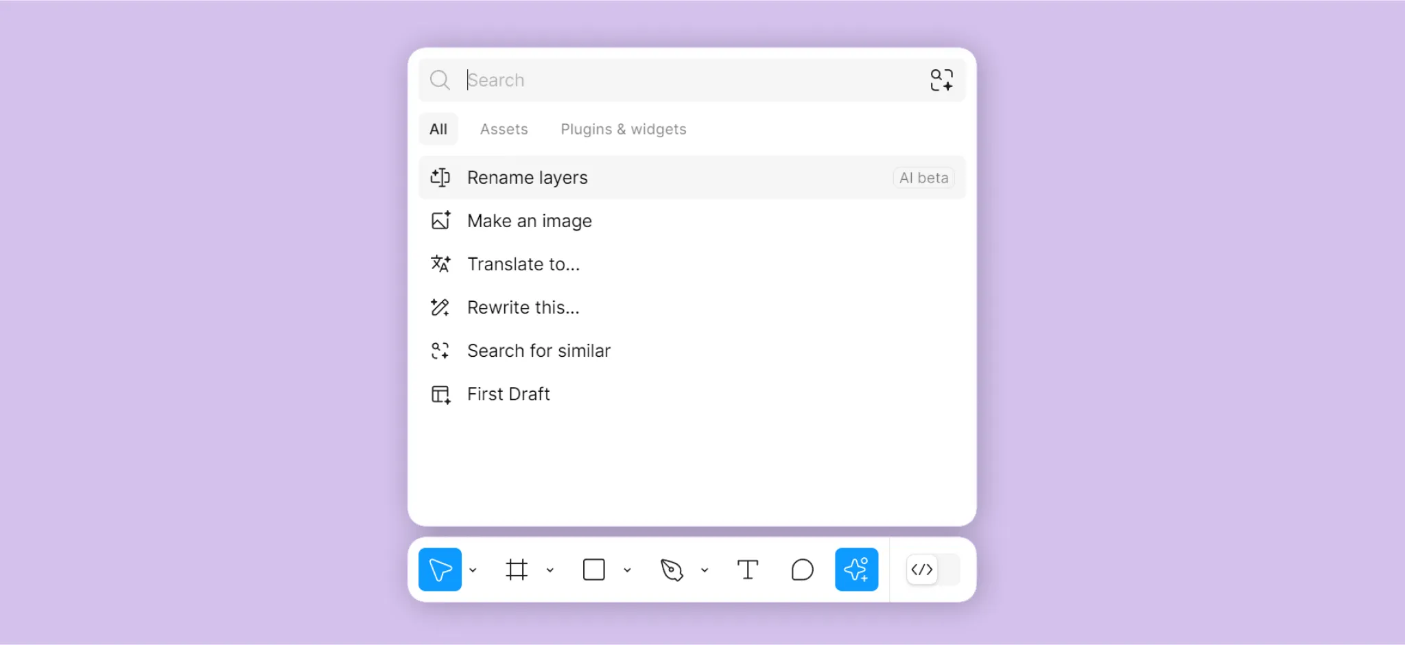 Menu d'actions Figma