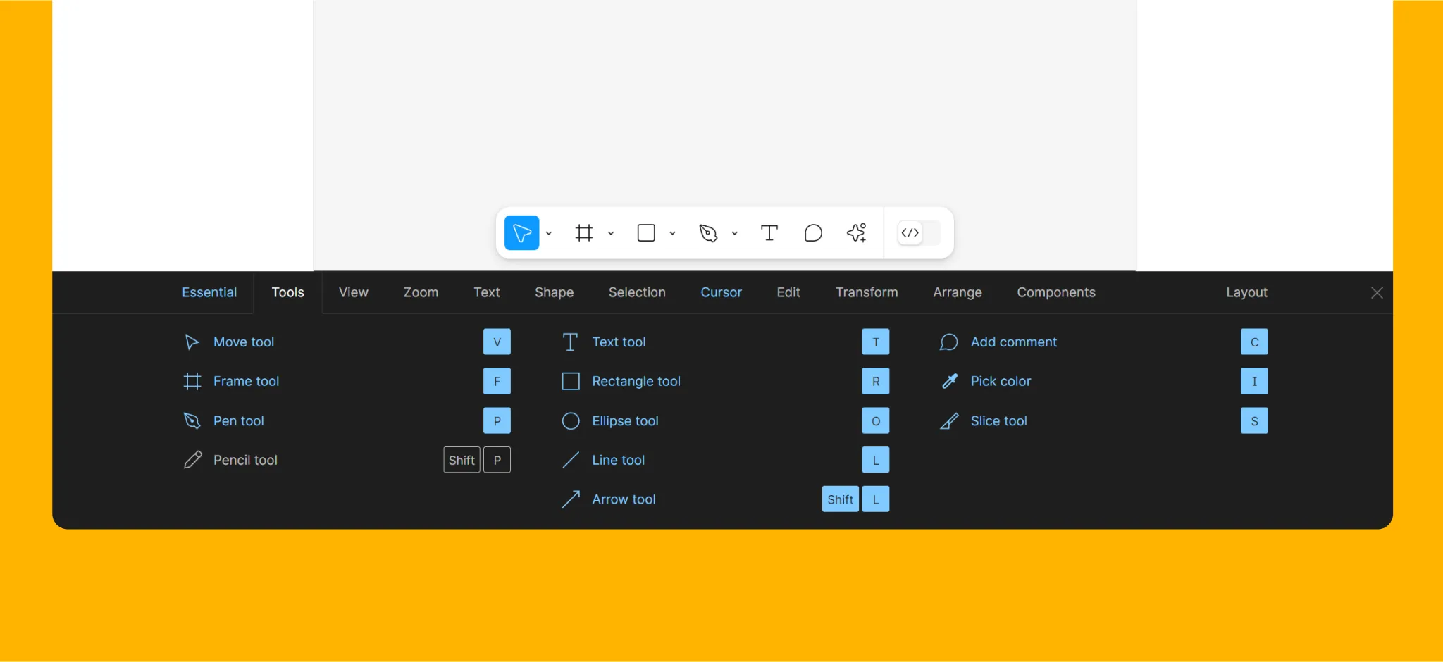 Utiliser les raccourcis clavier dans Figma