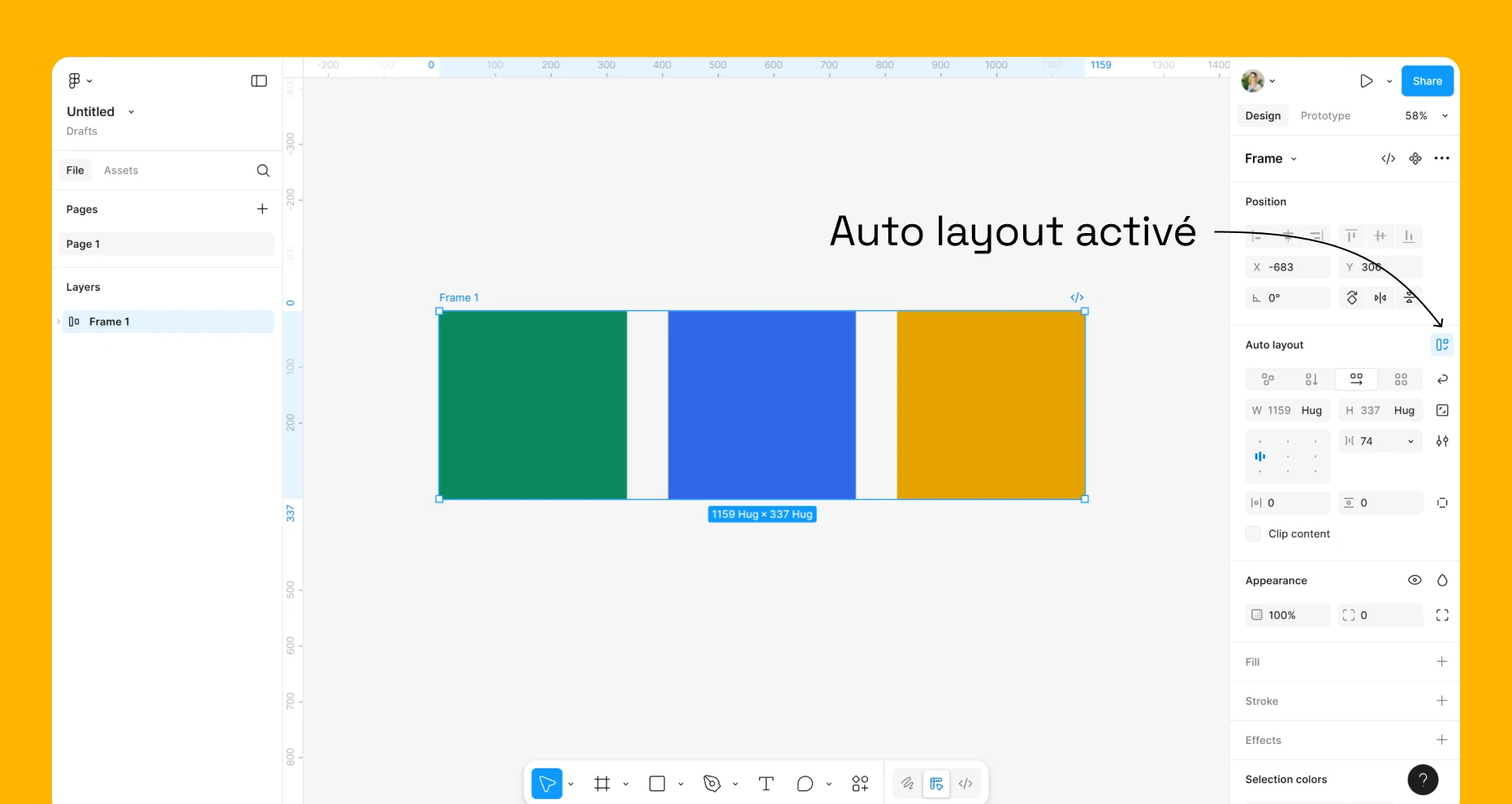 Activer l'auto layout - Figma