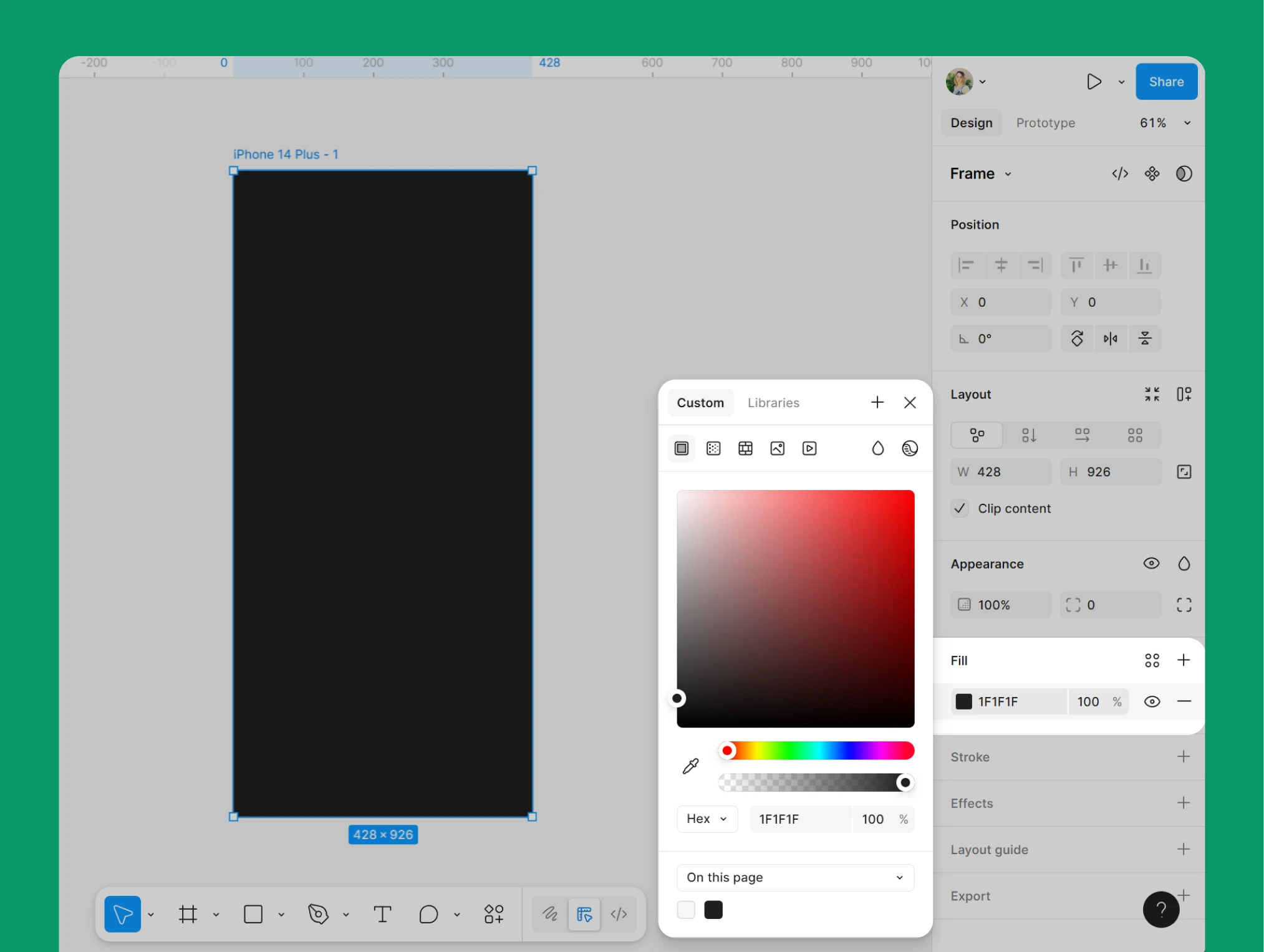 Remplissage (fill) Frame - Figma