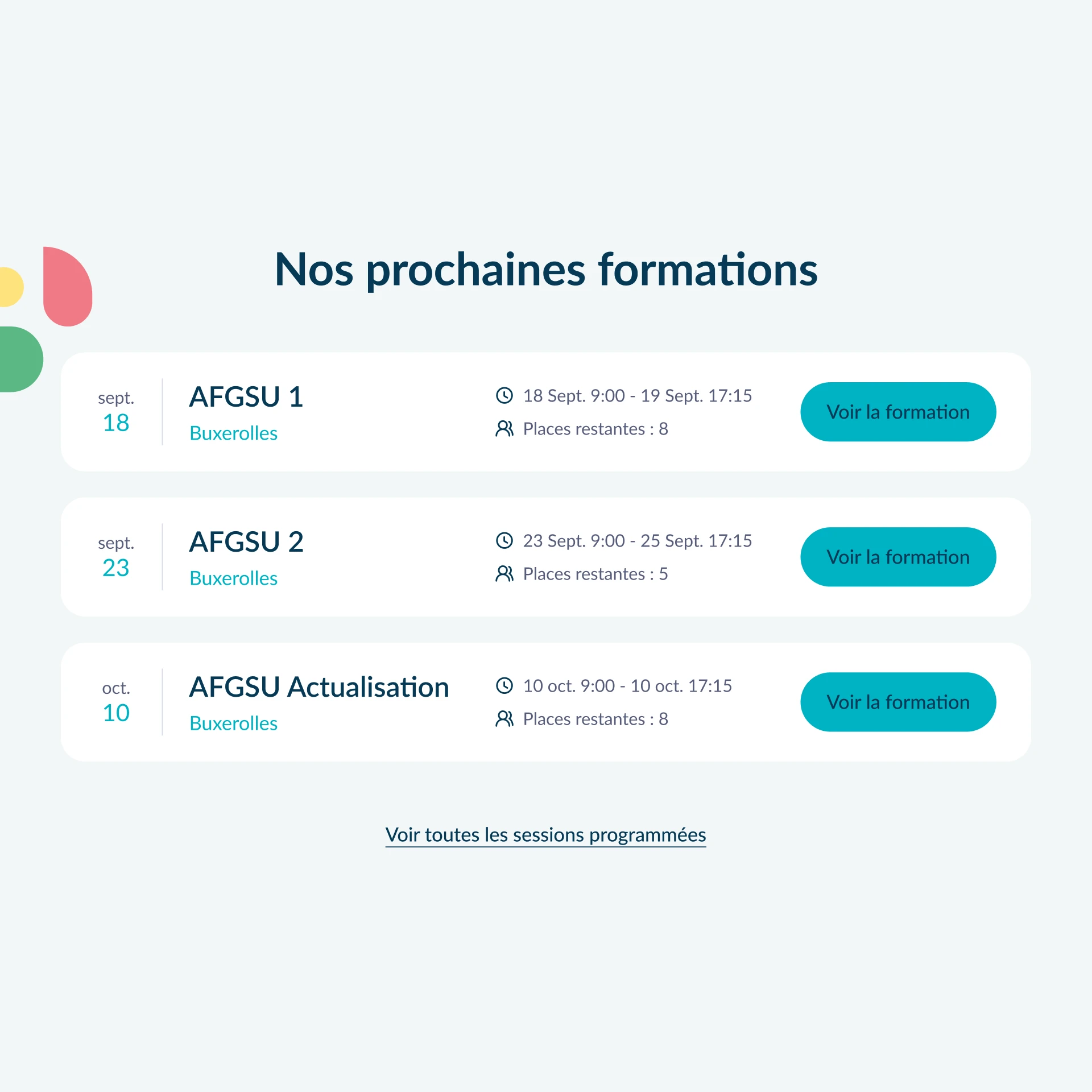 Sauve Performance liste formations de santé