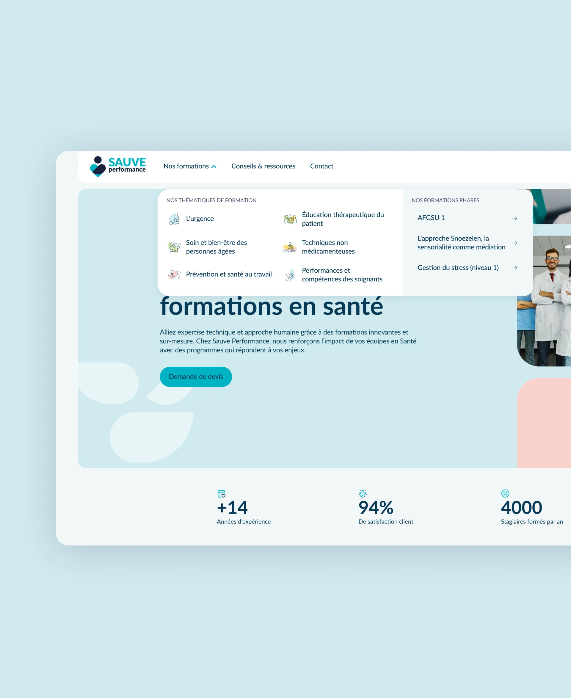 Sauve Performance menu organisme de santé