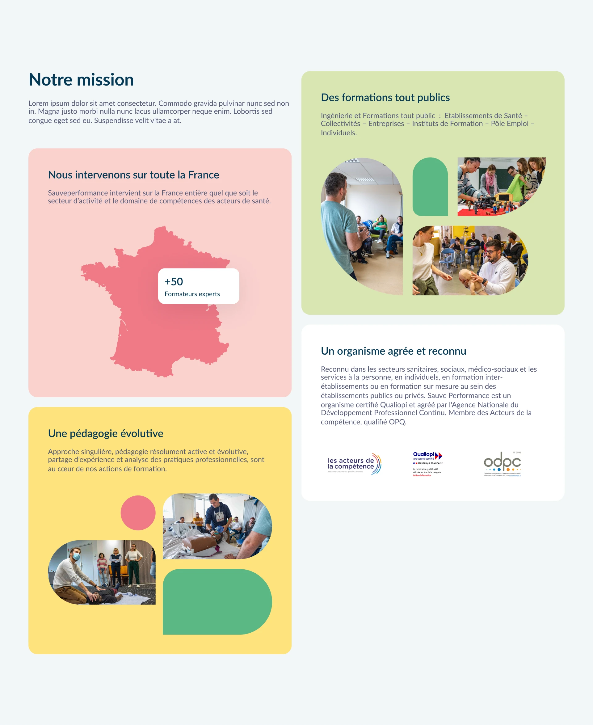 Sauve Performance site web valeurs, mission