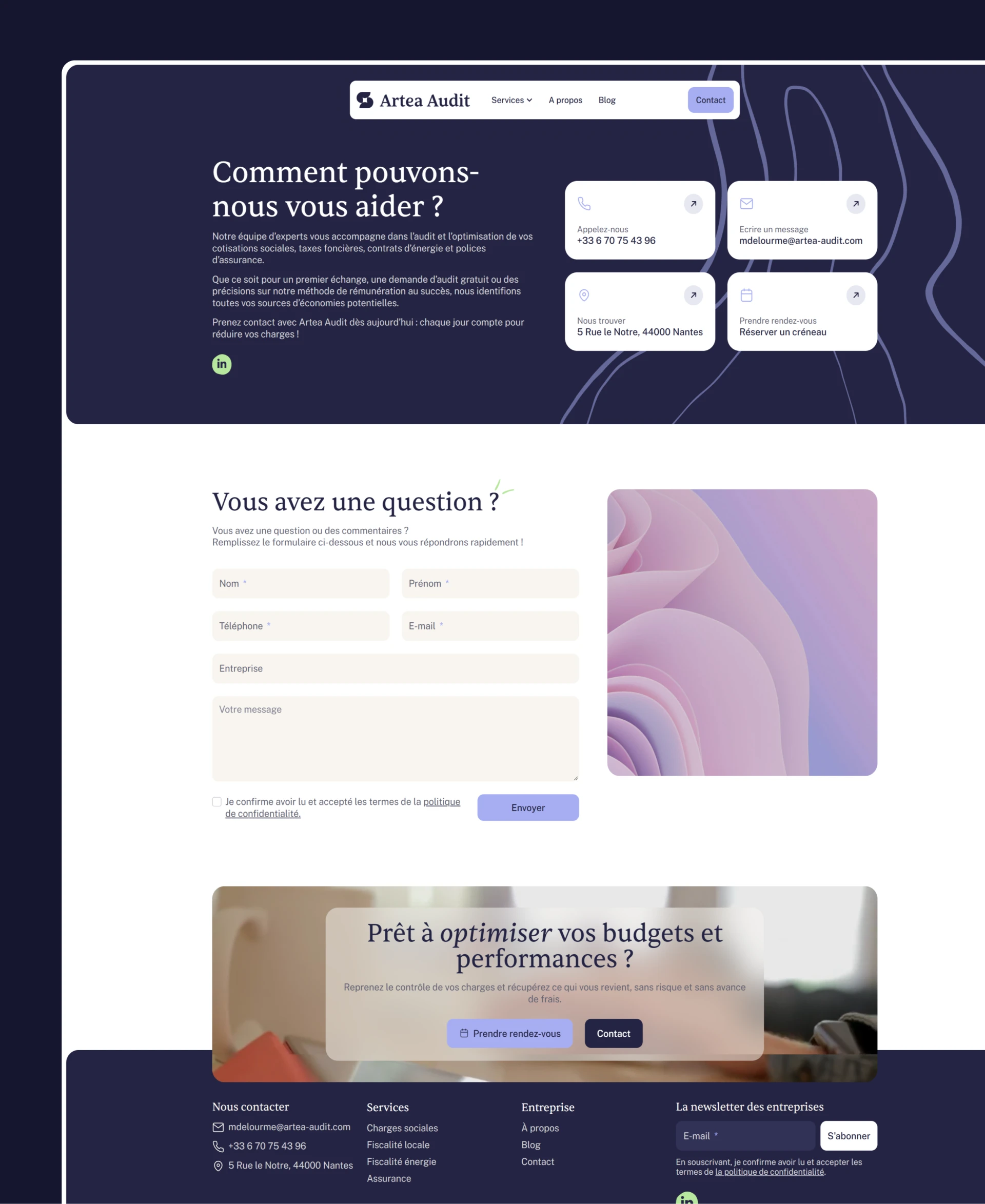Arte Audit page contact
